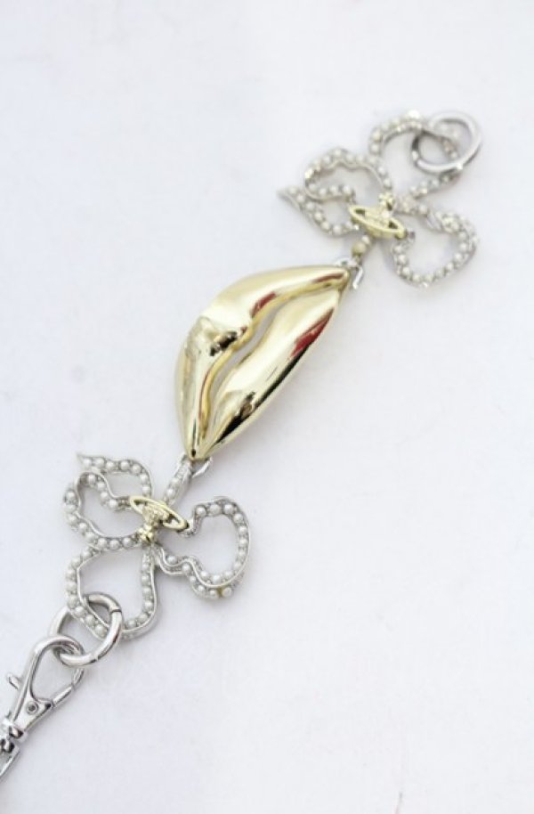 画像2: ヴィヴィアンウエストウッド 中古 / LIP ブレスレット  シルバーxゴールド  O-25-06-15-047-ac-YM-OS (2)