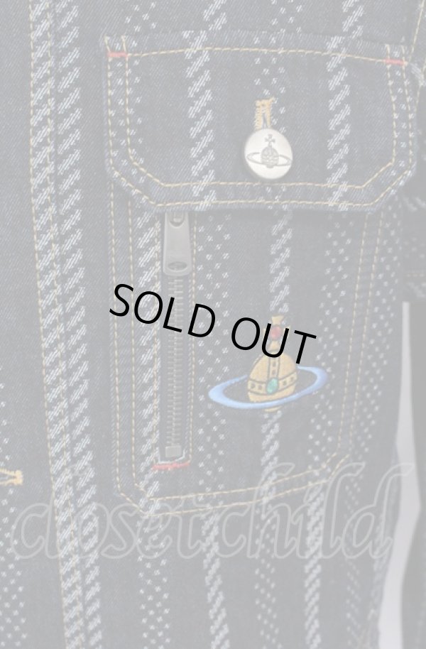 画像3: ヴィヴィアンウエストウッド 中古 / STRIPPED CASUAL デニムジャケット S インディゴ  O-25-06-15-001-co-YM-ZH (3)