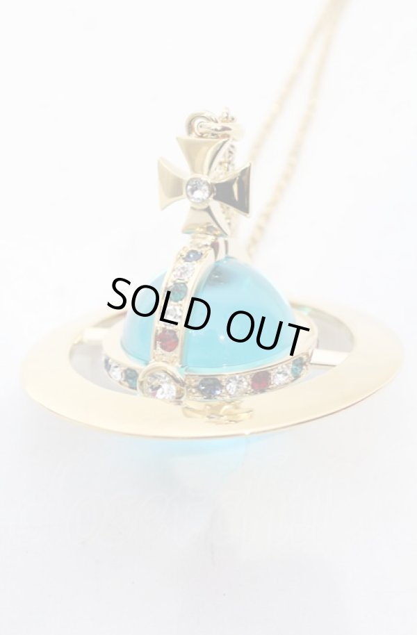 画像2: ヴィヴィアンウエストウッド 中古 / ジャイアントオーブネックレス  ゴールドxブルー  O-25-06-15-056-ac-YM-OS (2)