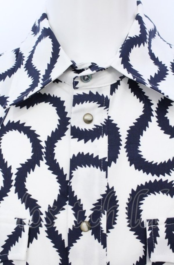 画像2: ANGLOMANIA 中古 / CLASSIC RANCH シャツ S ホワイトxネイビー  O-25-06-15-006-sk-YM-OS (2)