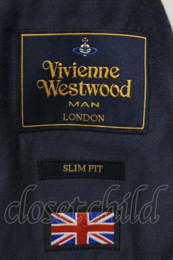 画像5: ヴィヴィアンウエストウッド MAN 中古 / ストライプジャケット 44 ネイビー  O-25-06-29-030-jc-IG-ZH (5)