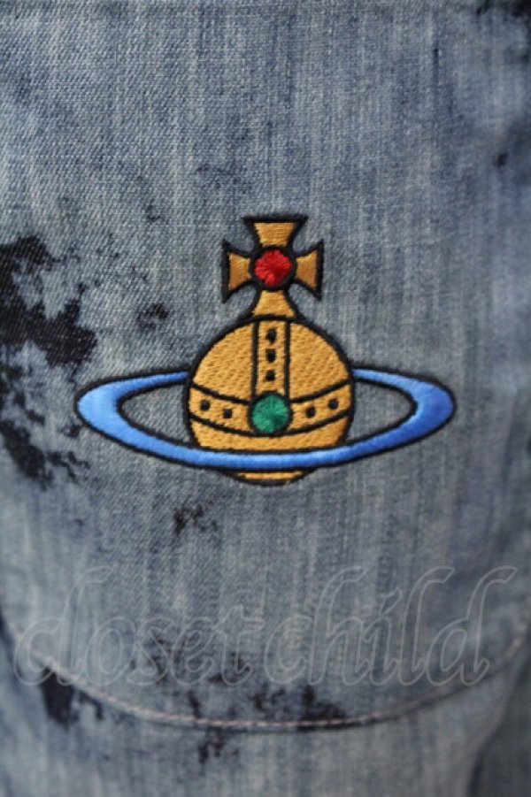 画像4: ヴィヴィアンウエストウッド 中古 / Danielトラウザーズ XXS ブルー×ブラック  O-25-07-06-005-pa-IG-ZY (4)