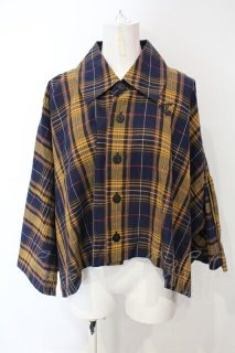 【美品】ヴィヴィアン オーブ刺繍 チェック柄 ピーターパンシャツ 02 ネイビー 美品】ヴィヴィアン オーブ刺繍 チェック柄 ピーターパンシャツ
