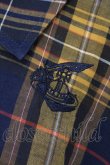 画像2: ANGLOMANIA 中古 / タータンケープシャツ 38 イエローｘネイビー  O-25-07-06-059-bl-YM-OS (2)