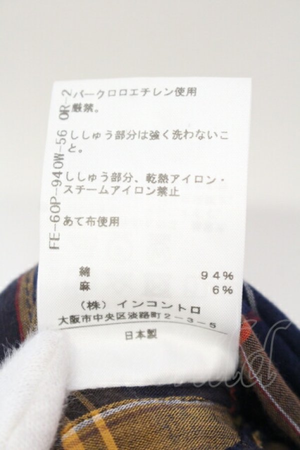 画像6: ANGLOMANIA 中古 / タータンケープシャツ 38 イエローｘネイビー  O-25-07-06-059-bl-YM-OS (6)