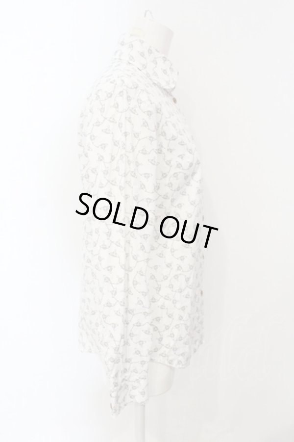 画像3: ヴィヴィアンウエストウッド 中古 / CHOICE チェーンオーブプリントブラウス 2 ホワイトｘグレー  O-25-07-06-061-bl-YM-ZY (3)