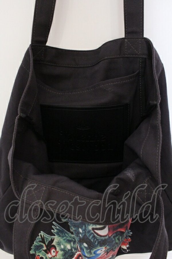 画像4: ヴィヴィアンウエストウッド 中古 / BAMBI PRINT TOTE バッグ  チャコール  O-25-07-06-063-ba-YM-ZH (4)