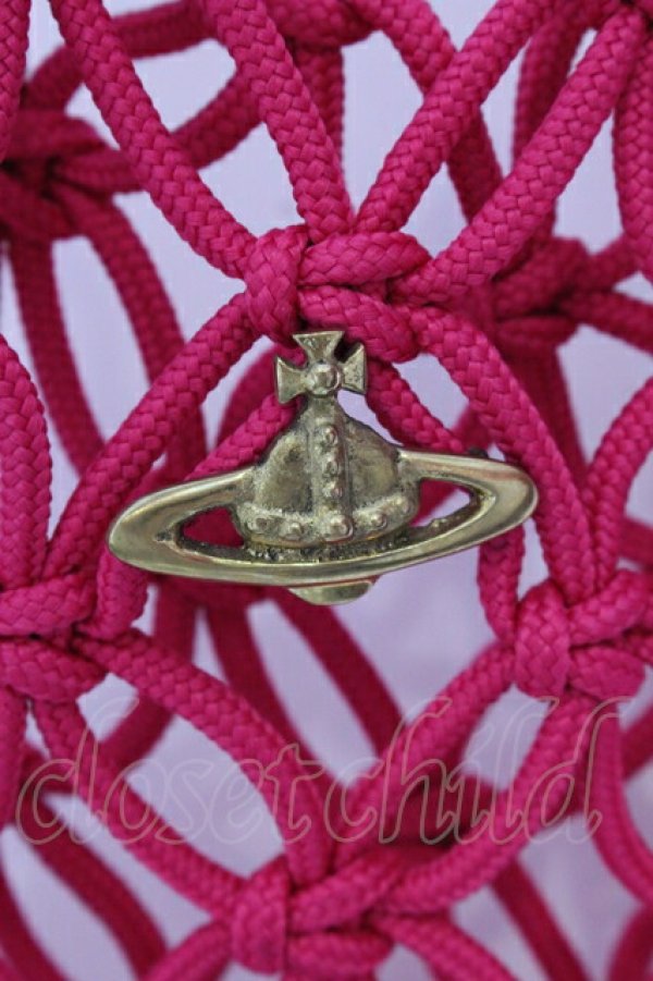 画像2: ヴィヴィアンウエストウッド 中古 / マクラメロゴバッグ  ピンク  O-25-07-13-050-ba-YM-ZH (2)