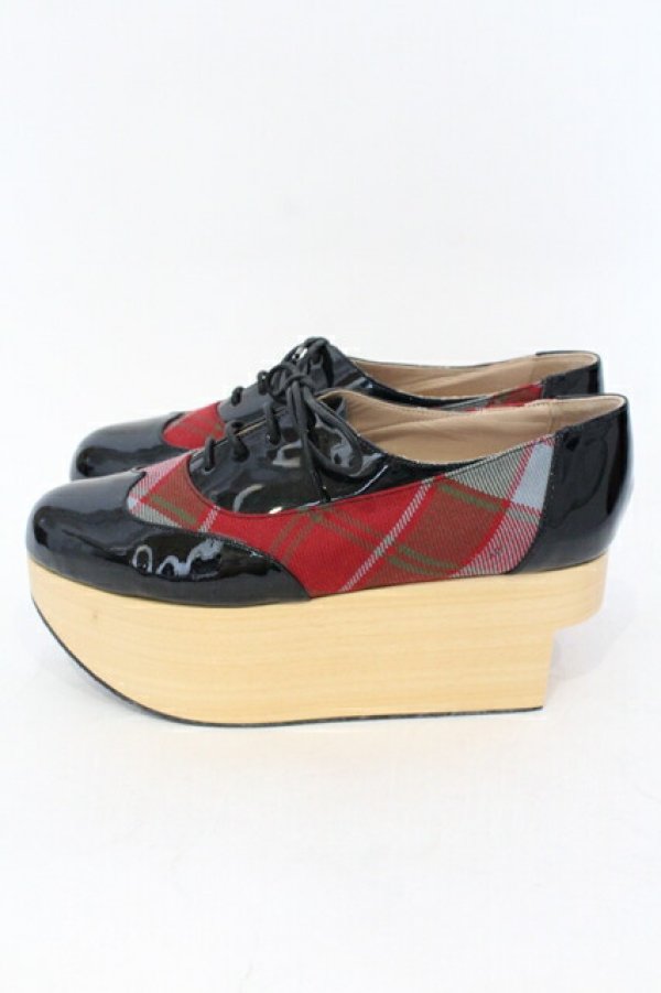 画像3: ヴィヴィアンウエストウッド 中古 / ロッキンホースギリー 6（24.5-25cm） ブラックｘタータン  O-25-07-13-054-sh-YM-ZH (3)