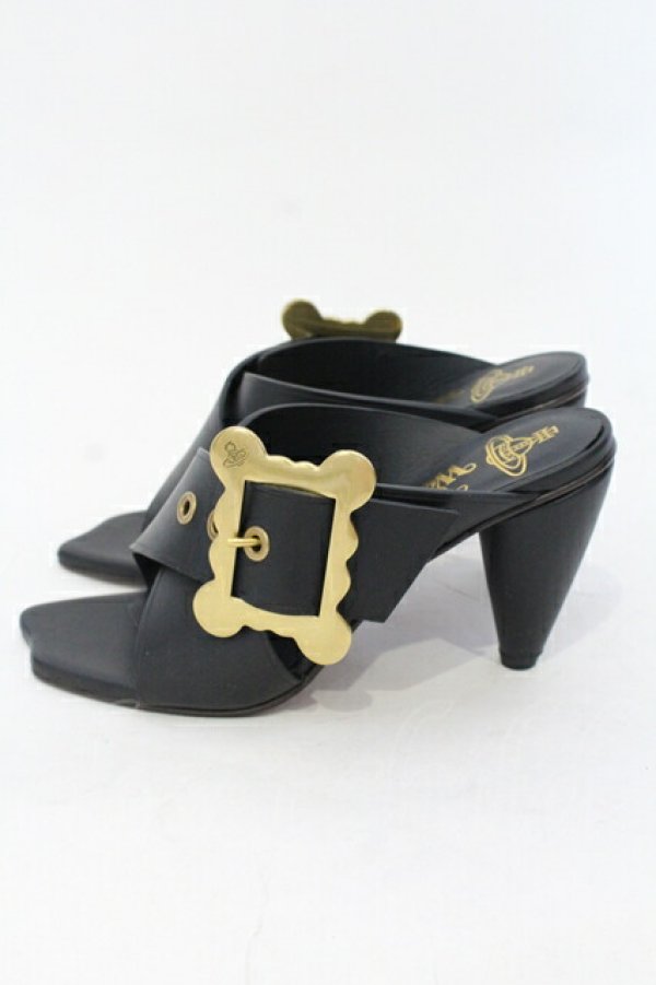 画像3: ヴィヴィアンウエストウッド 中古 / ベルトミュール 37（23.5cm） ブラックｘゴールド  O-25-07-13-056-sh-YM-ZT1116G (3)