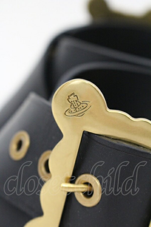 画像4: ヴィヴィアンウエストウッド 中古 / ベルトミュール 37（23.5cm） ブラックｘゴールド  O-25-07-13-056-sh-YM-ZT1116G (4)