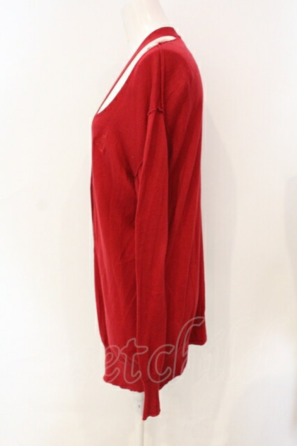 画像3: ANGLOMANIA 中古 / カットラスダメージカーディガン 36 レッド  O-25-07-13-008-to-YM-ZY (3)