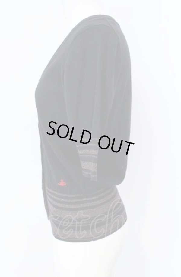 画像3: ヴィヴィアンウエストウッド 中古 / グリッターボーダー七分袖カーディガン 1 ブラック  O-25-08-03-026-to-YM-OS (3)