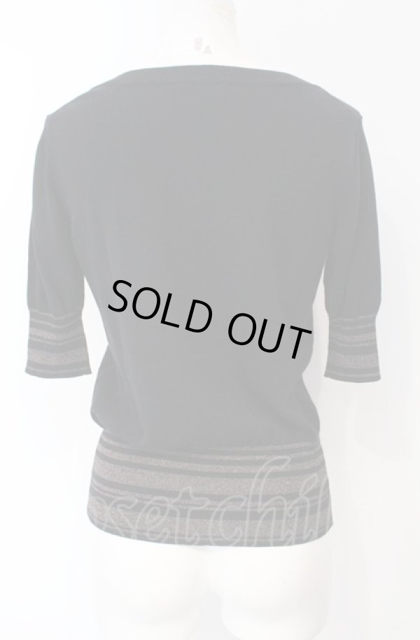 画像4: ヴィヴィアンウエストウッド 中古 / グリッターボーダー七分袖カーディガン 1 ブラック  O-25-08-03-026-to-YM-OS (4)