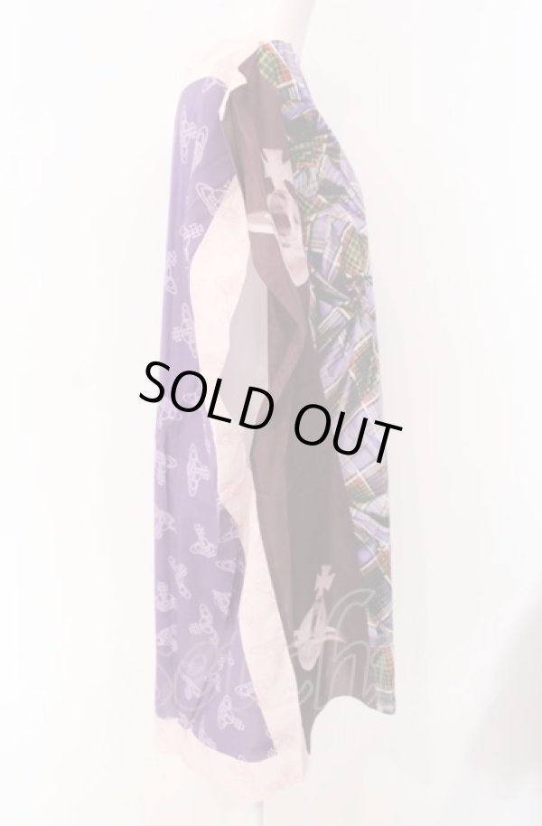 画像2: ヴィヴィアンウエストウッド 中古 / TARTAN ORB ビーチトップ F パープル系  O-25-08-03-032-sk-YM-ZH (2)