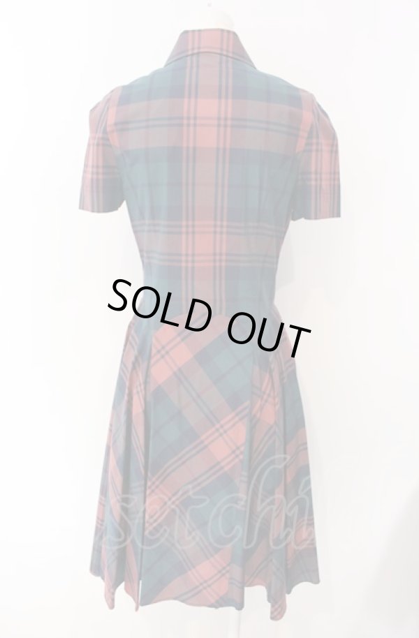 画像4: ヴィヴィアンウエストウッド 中古 / マックデビットチェックワンピース 1 オレンジｘグリーン  O-25-08-03-039-op-YM-ZH (4)