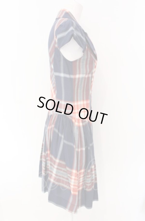 画像2: ヴィヴィアンウエストウッド 中古 / タータンシャツワンピース 2 ネイビーｘレッド  O-25-08-03-040-op-YM-OS (2)