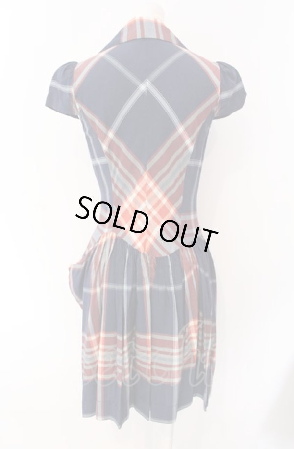 画像3: ヴィヴィアンウエストウッド 中古 / タータンシャツワンピース 2 ネイビーｘレッド  O-25-08-03-040-op-YM-OS (3)