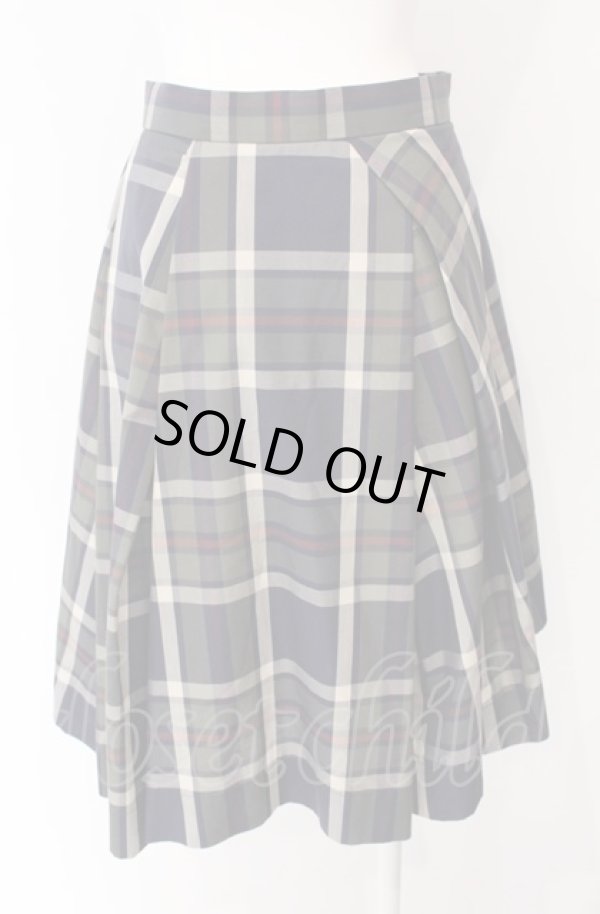 画像3: ヴィヴィアンウエストウッド 中古 / タータンチェック変形スカート 2 カーキxネイビー  O-25-08-03-045-sk-YM-OS (3)