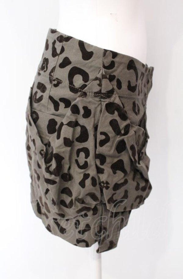 画像2: ヴィヴィアンウエストウッド 中古 //レオパードフロッキーミニスカート 1 カーキグリーン  O-25-08-03-046-sk-IG-OS (2)