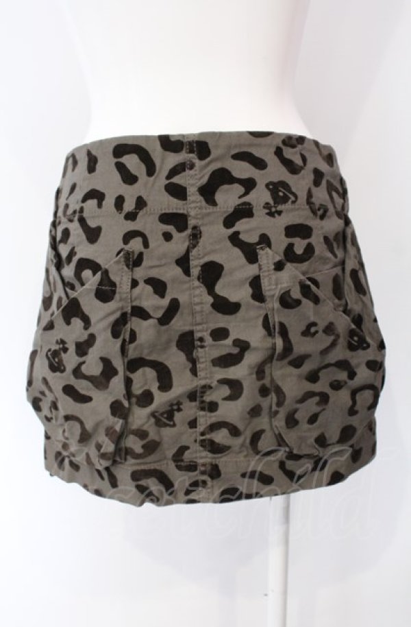 画像3: ヴィヴィアンウエストウッド 中古 //レオパードフロッキーミニスカート 1 カーキグリーン  O-25-08-03-046-sk-IG-OS (3)
