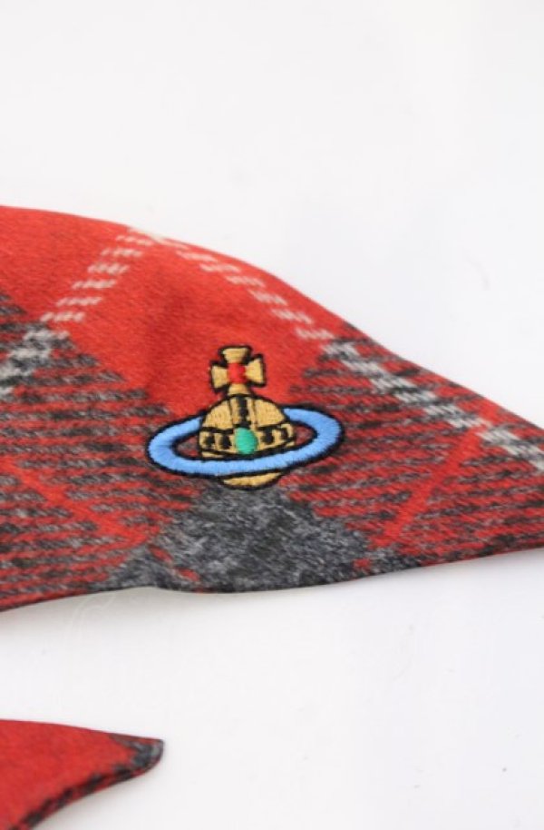 画像2: ヴィヴィアンウエストウッド 中古 / PRINTED TARTAN シュシュ  レッド  O-25-08-03-085-gd-YM-ZH (2)