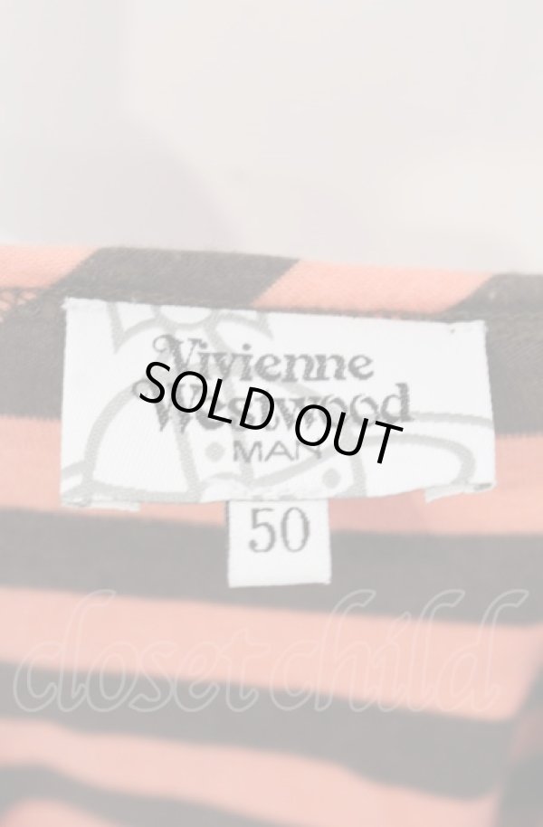 画像5: ヴィヴィアンウエストウッド MAN 中古 / ワンポイントオーブボーダーVネックTシャツ 50 オレンジ  O-25-08-03-009-ts-YM-ZH (5)