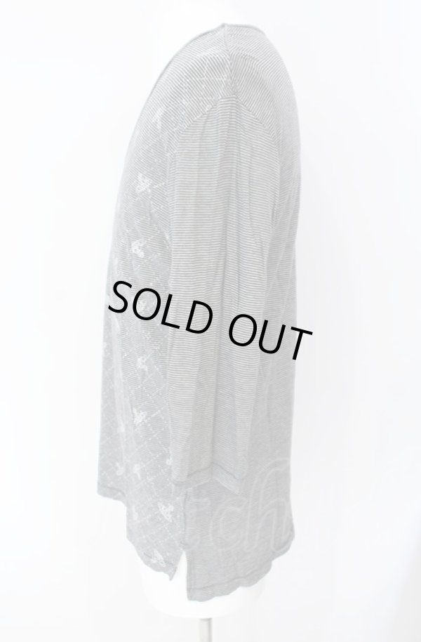 画像2: ヴィヴィアンウエストウッド MAN 中古 / モノグラムボーダーTシャツ 50 グレー  O-25-08-03-010-ts-YM-ZH (2)