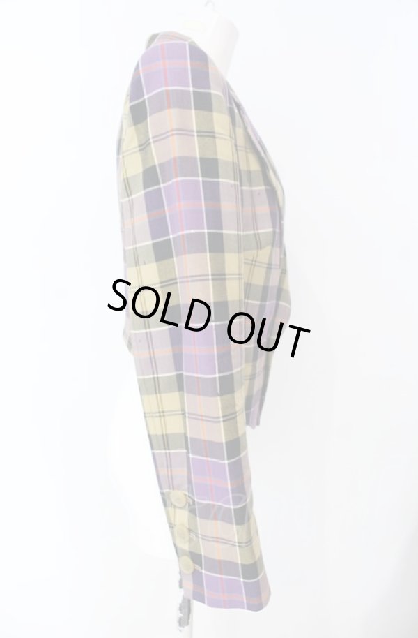 画像2: ヴィヴィアンウエストウッド 中古 / SILOULOU SPENCER JACKET ジャケット 38 イエロー×パープル  O-25-08-03-012-jc-IG-OS (2)