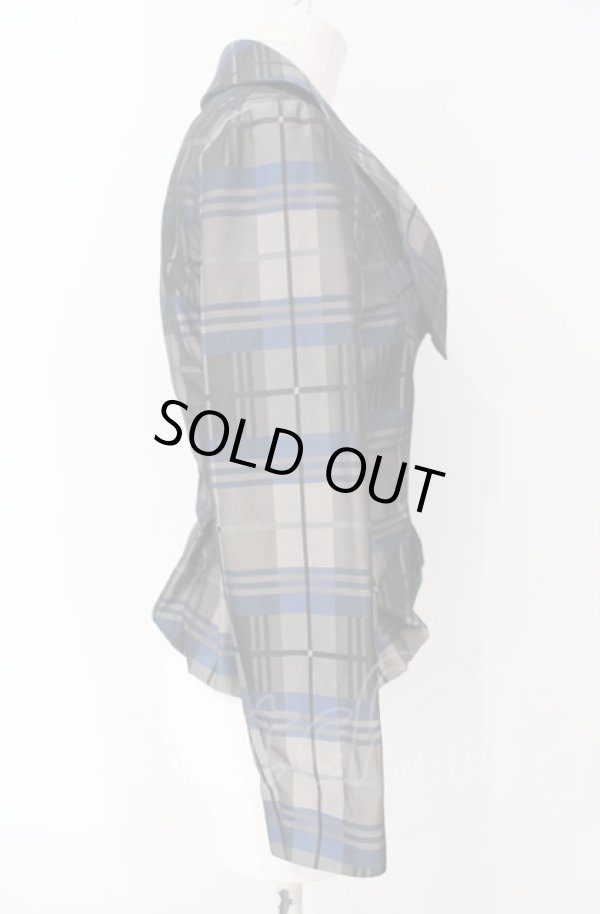 画像3: ヴィヴィアンウエストウッド 中古 / 3Bタータンジャケット 1 ブルーxグレー  O-25-08-03-013-jc-YM-OS (3)