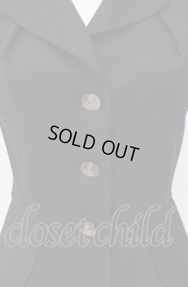 画像2: ヴィヴィアンウエストウッド 中古 / ストライプジャガード 3B半袖ジャケット 1 ブラック  O-25-08-03-015-jc-YM-OS (2)