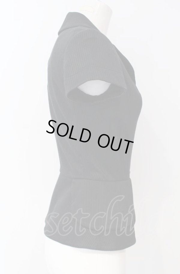 画像3: ヴィヴィアンウエストウッド 中古 / ストライプジャガード 3B半袖ジャケット 1 ブラック  O-25-08-03-015-jc-YM-OS (3)