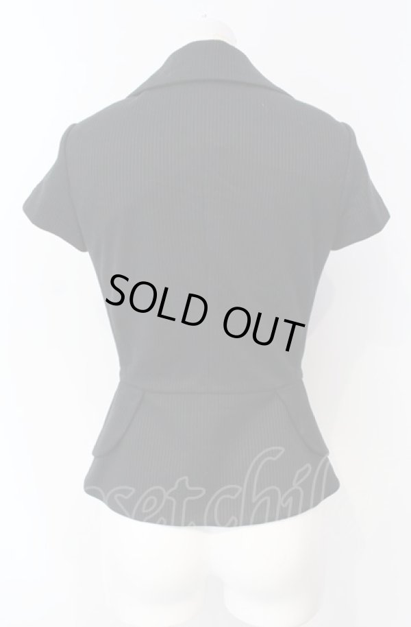 画像4: ヴィヴィアンウエストウッド 中古 / ストライプジャガード 3B半袖ジャケット 1 ブラック  O-25-08-03-015-jc-YM-OS (4)