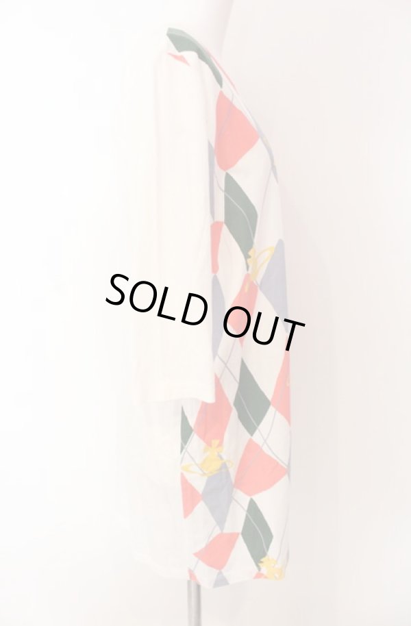 画像2: ヴィヴィアンウエストウッド 中古 / ハーレクイン七分袖ロングカットソー M ホワイトｘマルチ  O-25-08-17-023-to-YM-ZH (2)