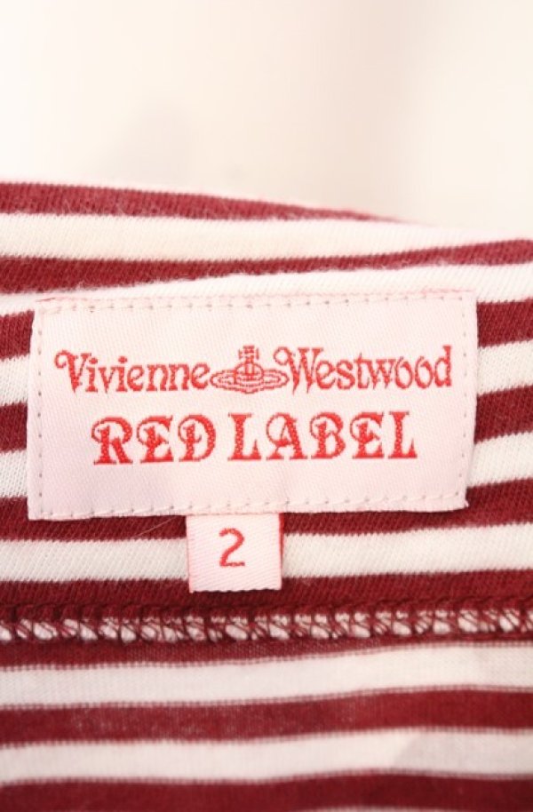 画像4: ANGLOMANIA 中古 / ボーダーｘシルエットフラワー変形Tシャツ 2 ワイン  O-25-08-17-030-ts-YM-OS (4)