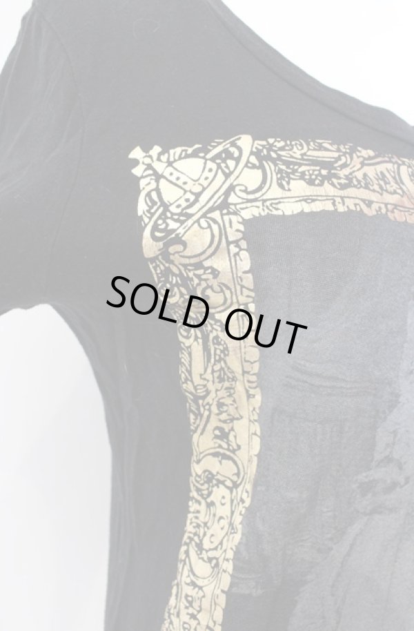 画像2: ヴィヴィアンウエストウッド 中古 / 額縁キャットpt長袖カットソー 3 ブラック×ゴールド  O-25-08-17-041-to-IG-OS (2)