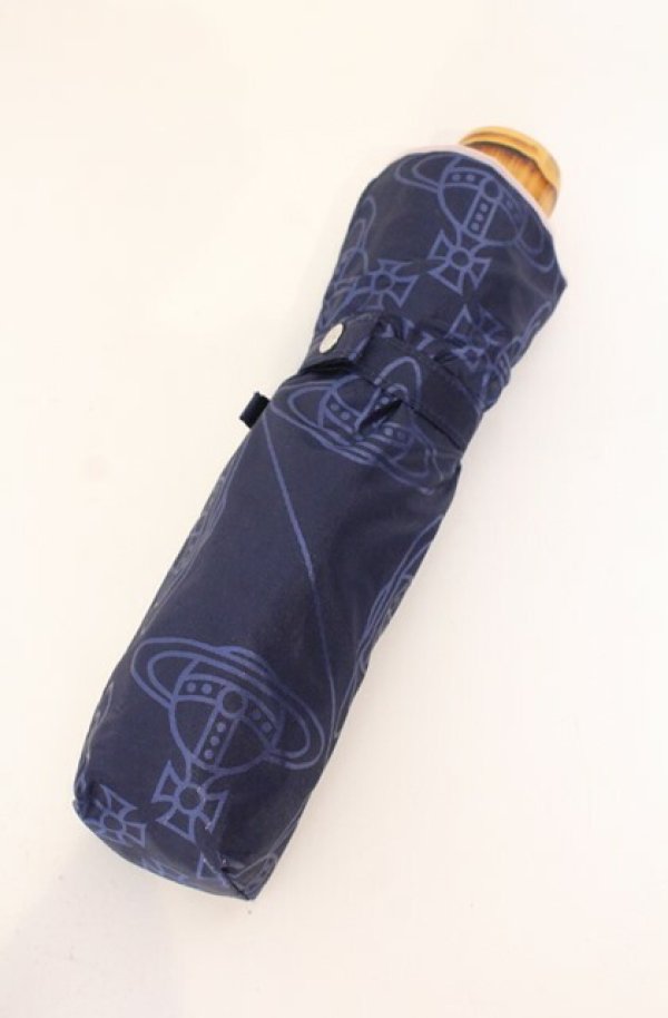 画像2: ヴィヴィアンウエストウッド 中古 / Orbストライプ折リタタミ傘  ネイビー  O-25-08-17-061-gd-YM-OS (2)