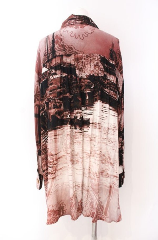 画像3: ヴィヴィアンウエストウッド 中古 / London bridgeバックギャザーオーバーサイズシャツ 00 レッド系  O-25-08-17-007-bl-IG-ZH (3)