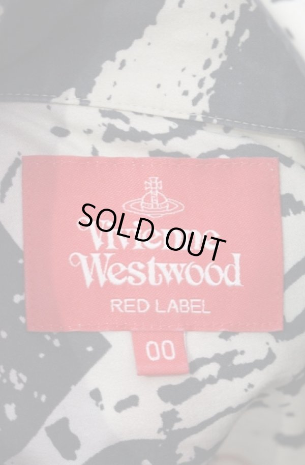 画像5: ヴィヴィアンウエストウッド 中古 / RUBBISH PRINT シャツワンピース 00 ベージュ×ブラック×レッド  O-25-08-17-008-bl-IG-OS (5)