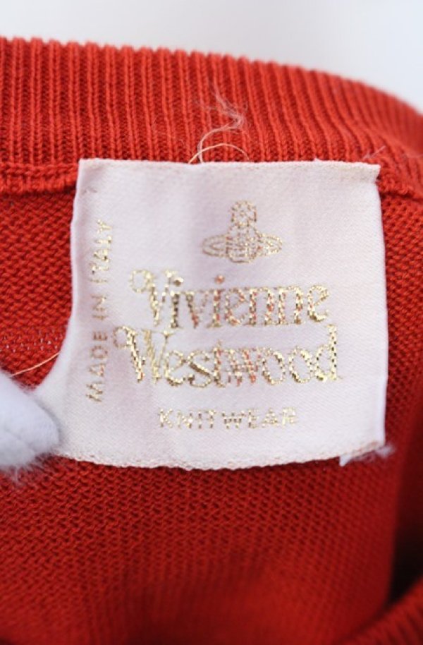 画像5: ヴィヴィアンウエストウッド 中古 / カラーオーブ刺繍半袖ニット 36 レッド  O-25-08-17-014-to-YM-ZH (5)