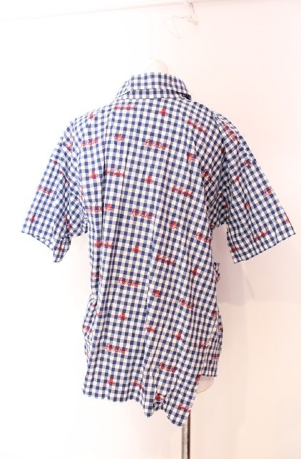 画像4: ヴィヴィアンウエストウッド 中古 / ギンガムチェック刺繍変形シャツ 00 ブルー  O-25-08-17-016-bl-IG-ZH (4)