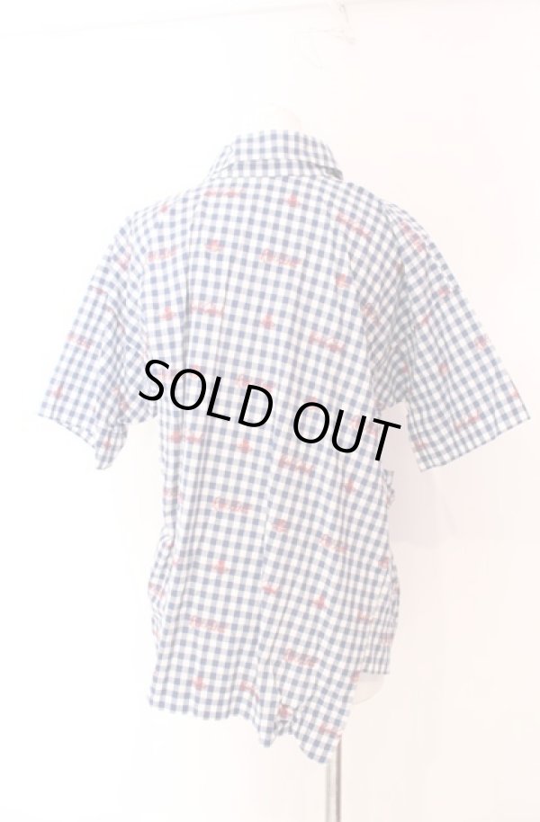 画像4: ヴィヴィアンウエストウッド 中古 / ギンガムチェック刺繍変形シャツ 00 ブルー  O-25-08-17-016-bl-IG-ZH (4)