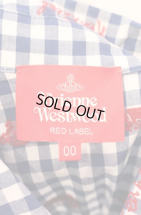 画像5: ヴィヴィアンウエストウッド 中古 / ギンガムチェック刺繍変形シャツ 00 ブルー  O-25-08-17-016-bl-IG-ZH (5)