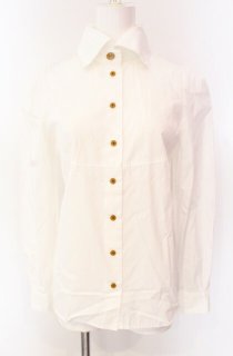 ヴィヴィアンウエストウッド　丸襟ブラウスシャツ　オーブ総柄　ホワイト　長袖 中古・古着通販】Vivienne Westwood (ヴィヴィアンウエスト