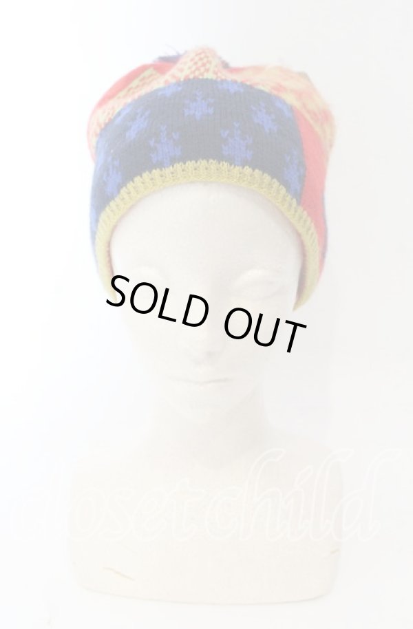 画像2: ヴィヴィアンウエストウッド 中古 / ヘリテージパッチワークニット帽  マルチ  O-25-09-14-074-ha-IG-OS (2)