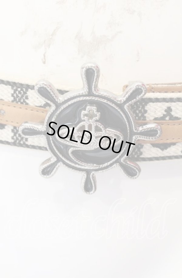 画像2: ヴィヴィアンウエストウッド 中古 / ラダーバックルベルト  ブラックxアイボリー  O-25-09-14-077-gd-YM-OS (2)