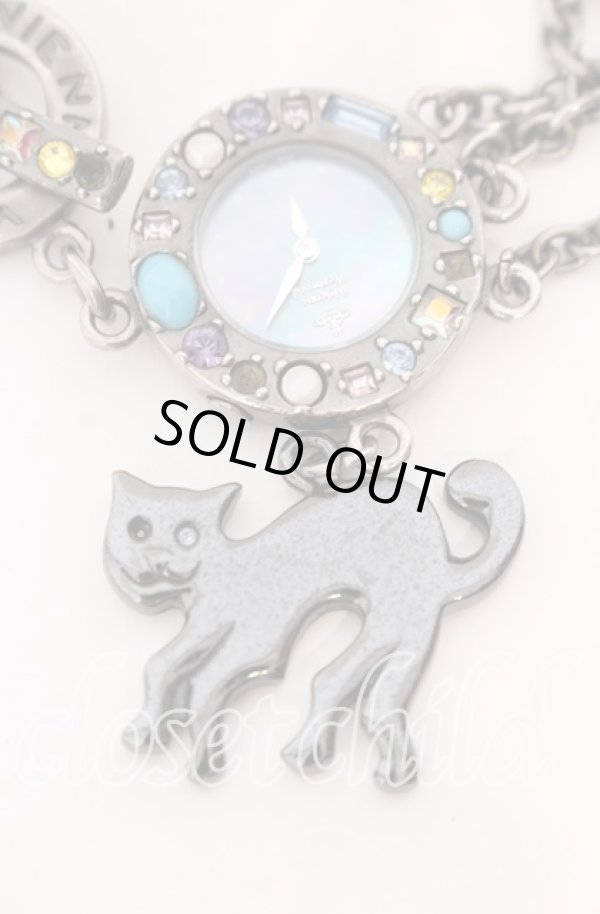 画像2: ヴィヴィアンウエストウッド 中古 / black cat watch ウォッチ  ガンメタ×サックス系  O-25-09-14-087-ac-IG-OS (2)