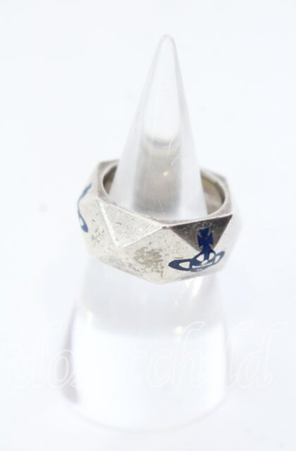 画像2: ヴィヴィアンウエストウッド 中古 / スタッドリング L（約14-15号） シルバー×ブルー  O-25-09-14-100-ac-IG-OS (2)