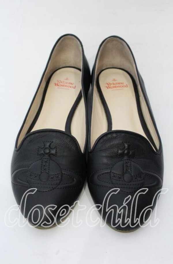 画像2: ヴィヴィアンウエストウッド 中古 / オーブフラットシューズ 38 ブラック  O-25-09-14-116-sh-IG-OS (2)