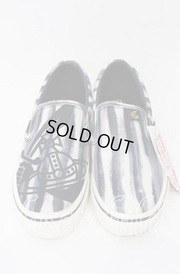 画像2: ANGLOMANIA 中古 / × VANS V98VIVIENNE SLIP ON シューズ 24cm EUR38 アナーキーストライプモノクロ  O-25-09-14-117-sh-IG-OS (2)